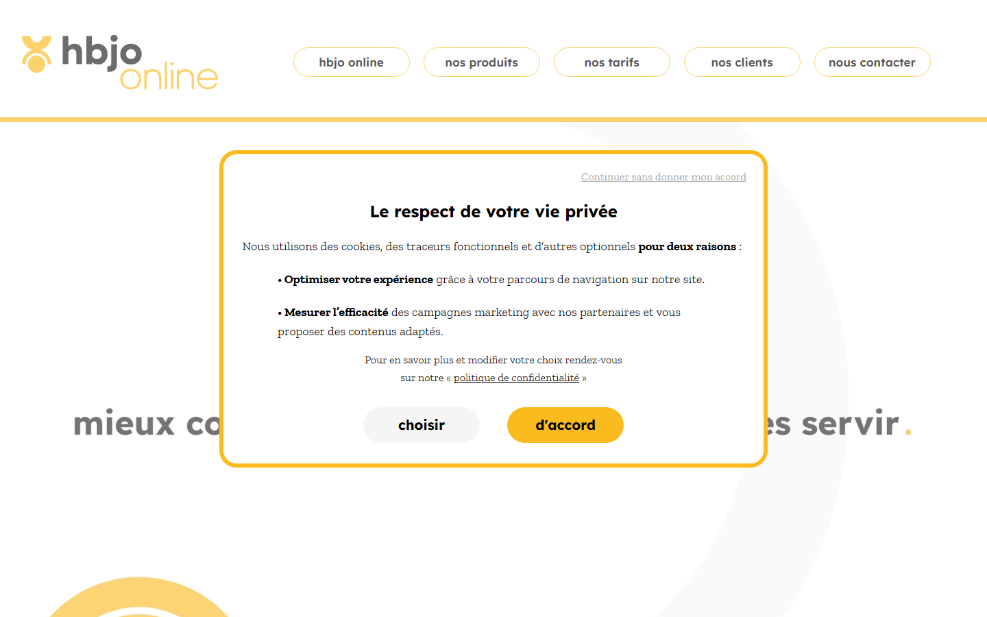 Aperçu du site de HBJO ONLINE