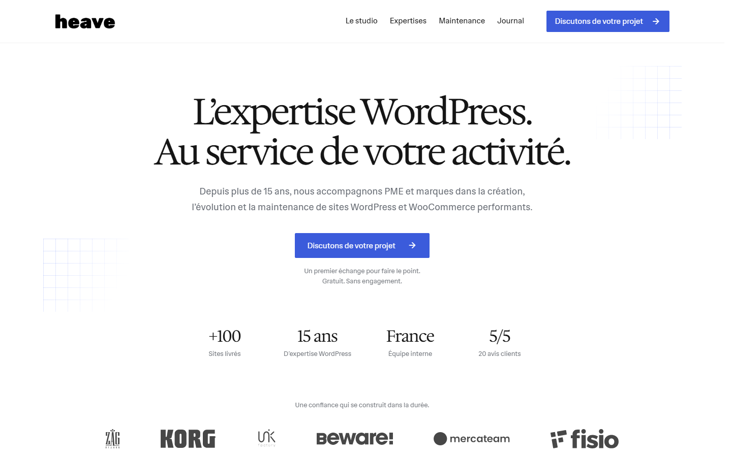 Aperçu du site de Heave