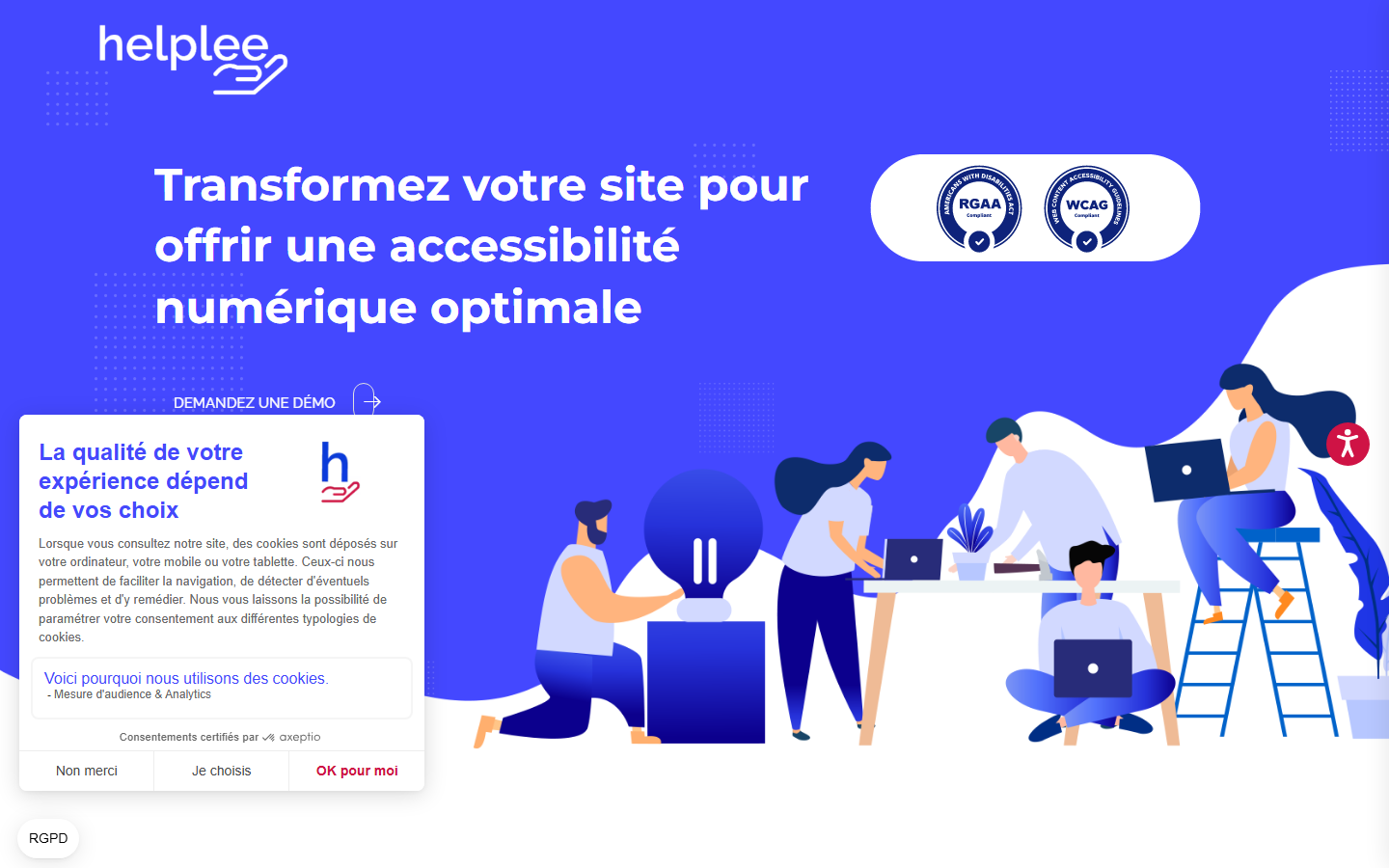 Aperçu du site de Helplee