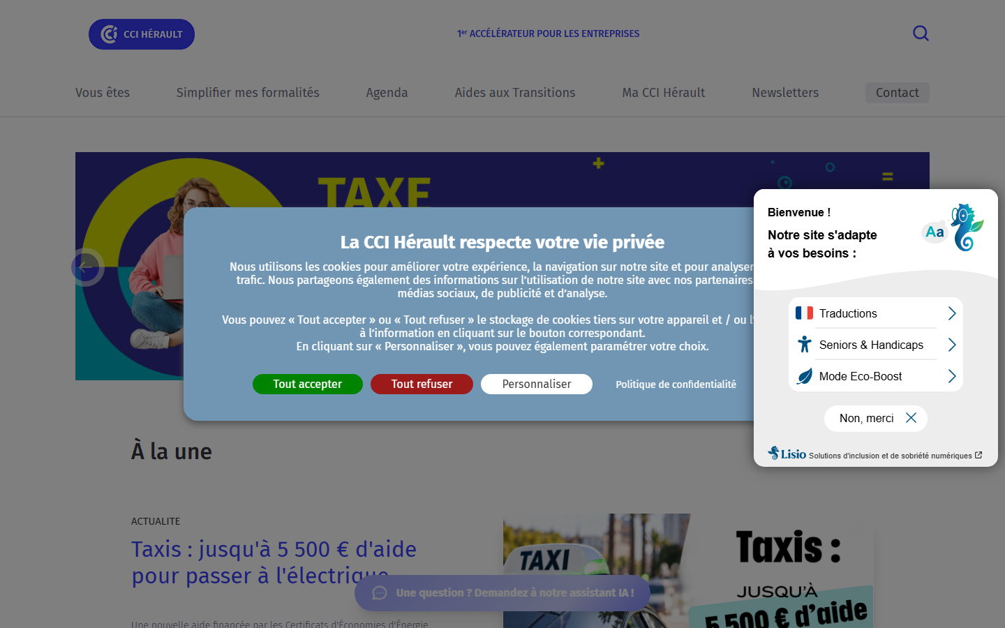 Aperçu du site de CCI Hérault