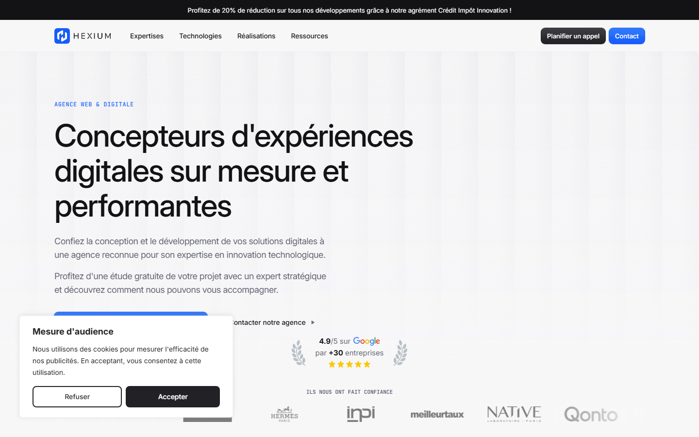 Aperçu du site de HEXIUM