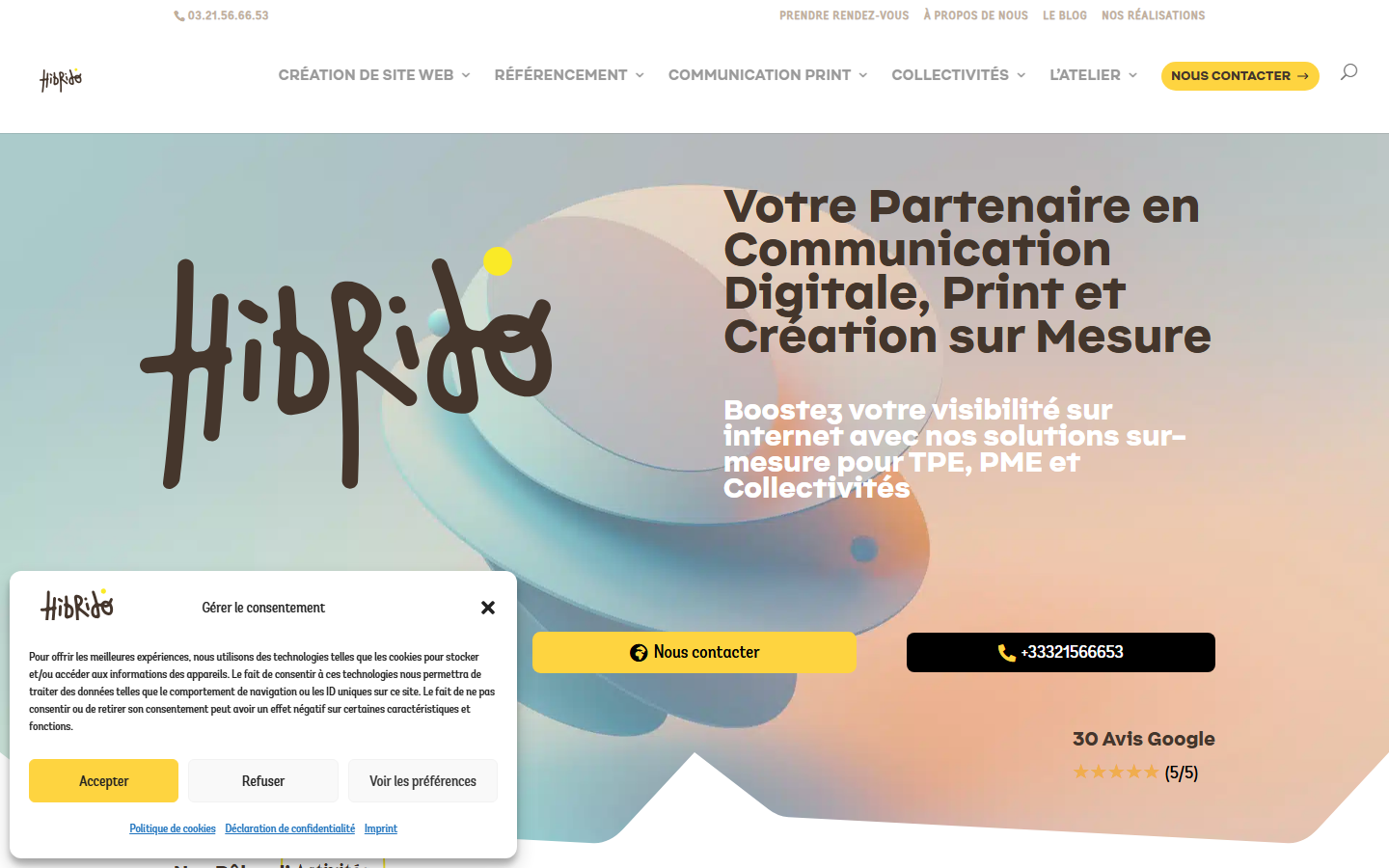 Aperçu du site de Hibrido