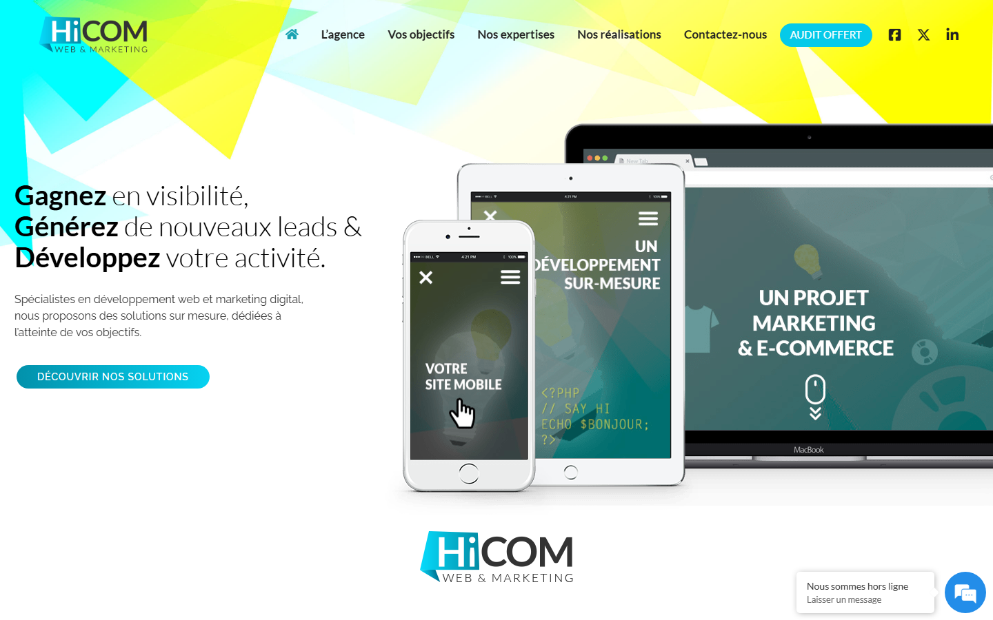 Aperçu du site de Hicom Web & Marketing
