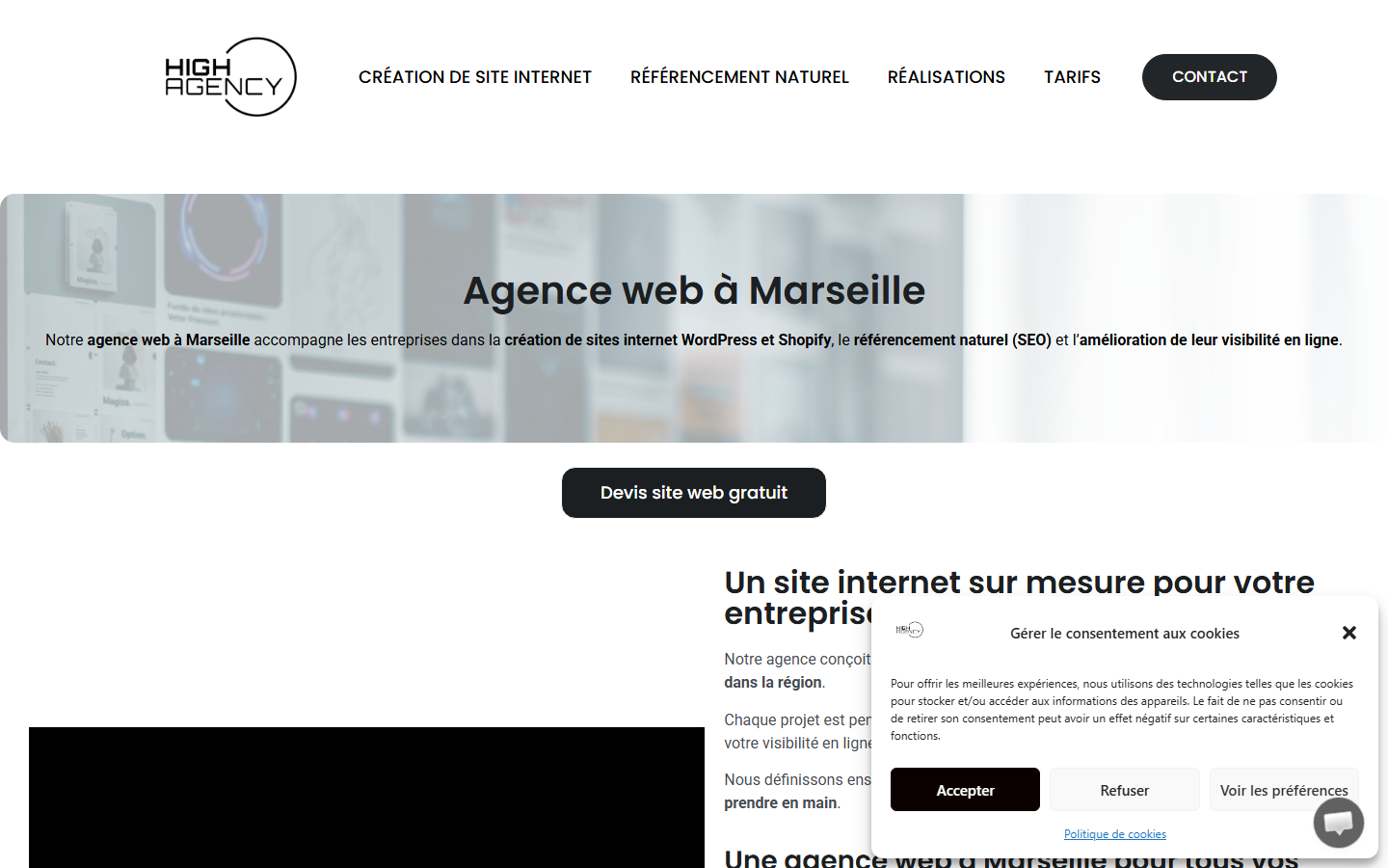 Aperçu du site de High Agency