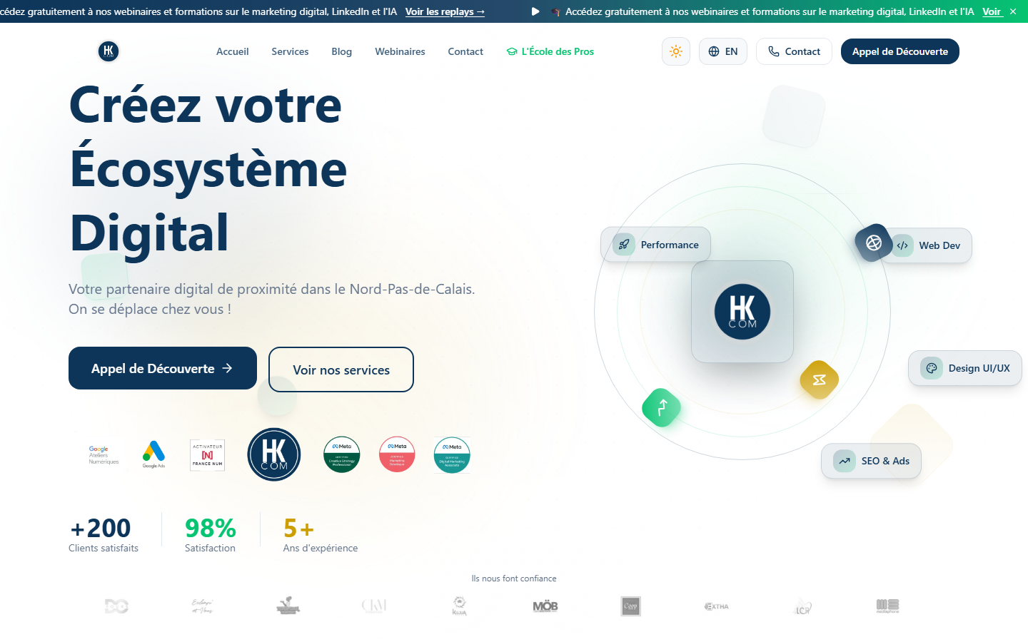 Aperçu du site de HK COM