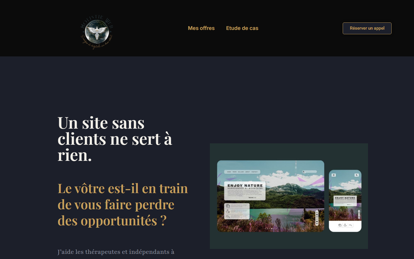 Aperçu du site de HOLISTIK WEB