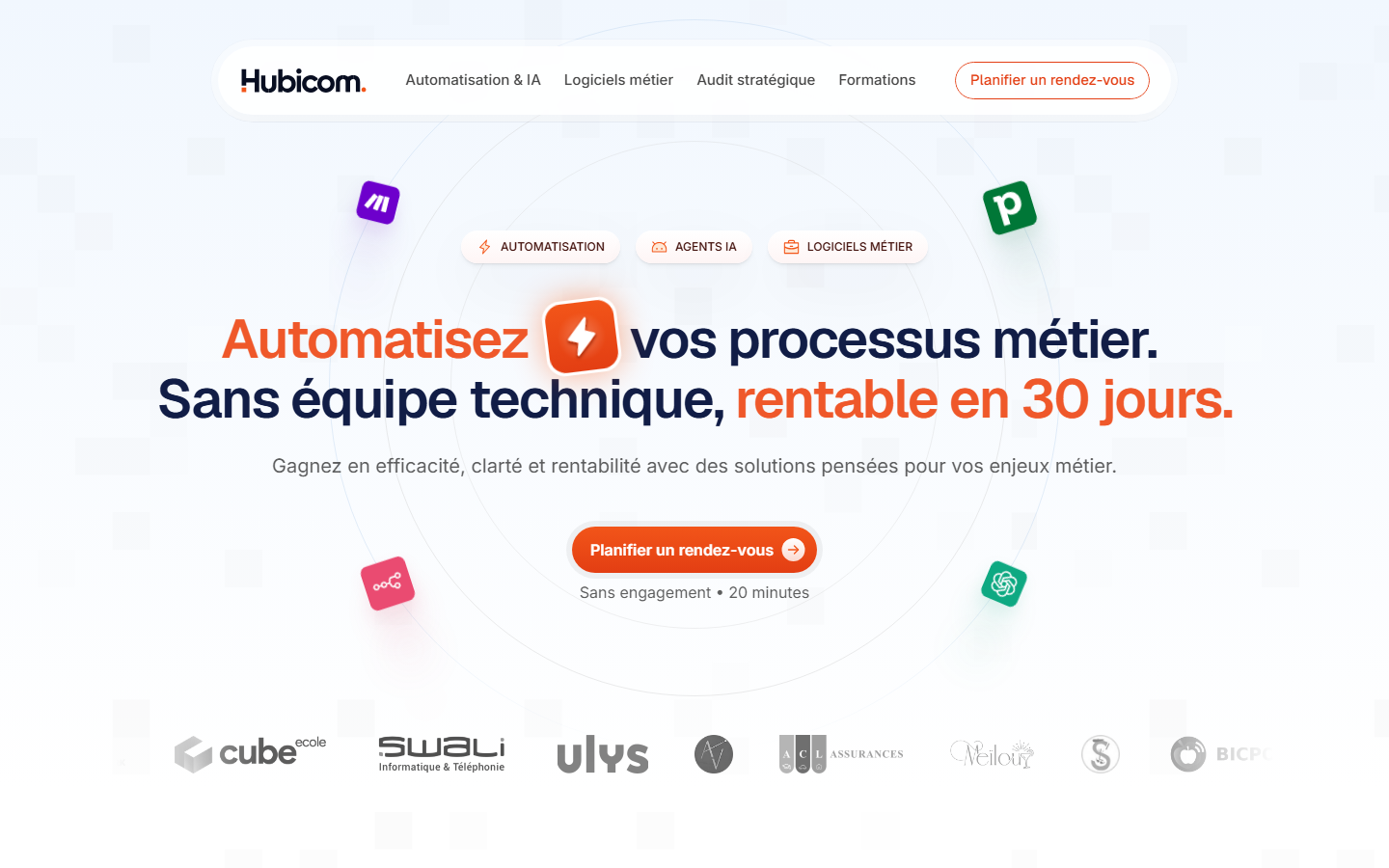 Aperçu du site de Hubicom