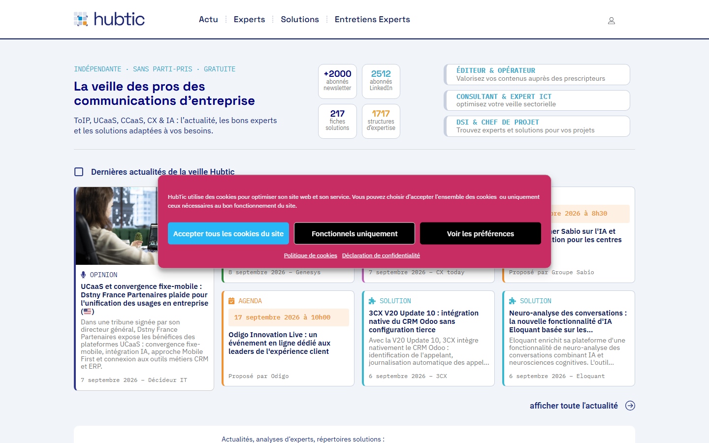 Aperçu du site de HubTic