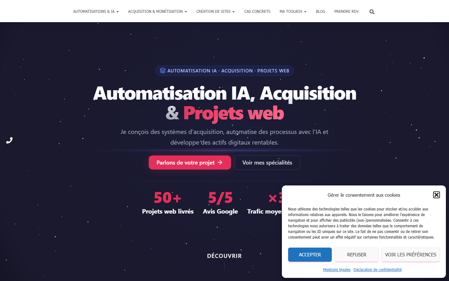 Aperçu du site de Hugo Mazurier Escoula