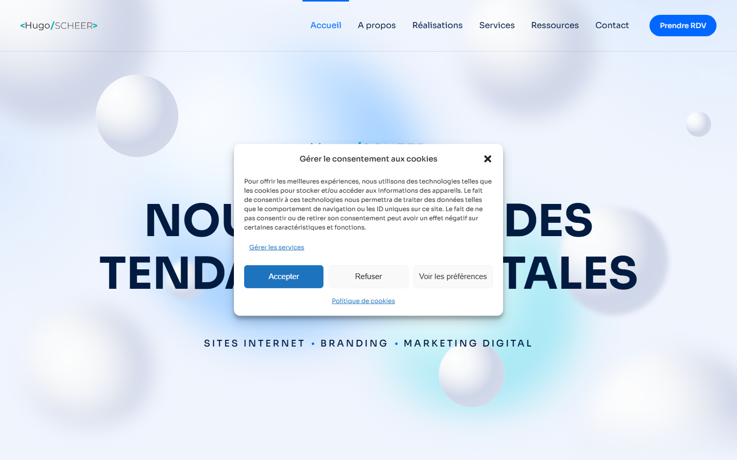 Aperçu du site de Hugo Scheer
