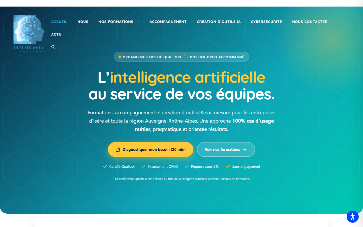 Aperçu du site de Humain Et IA Formations