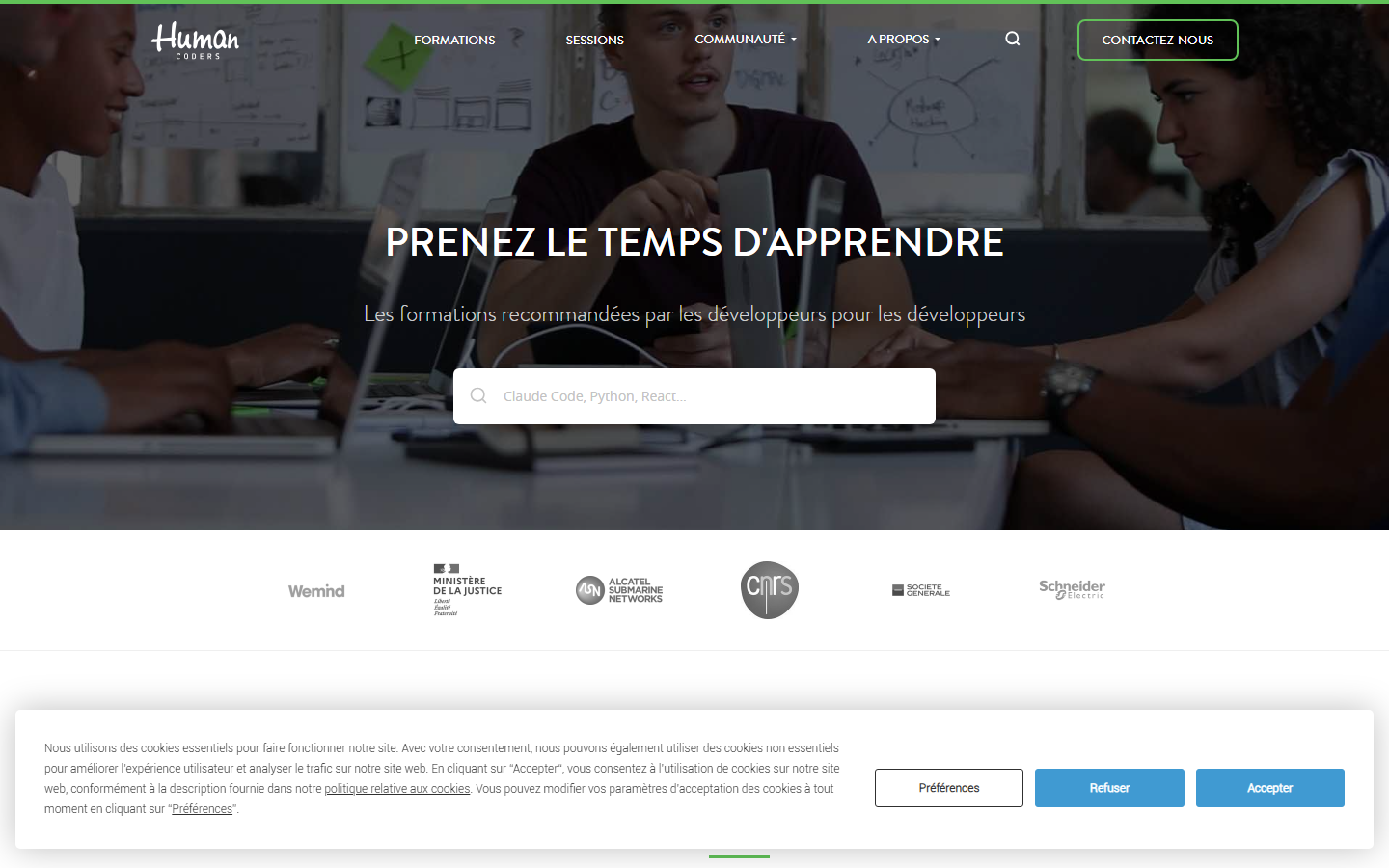 Aperçu du site de Human Coders
