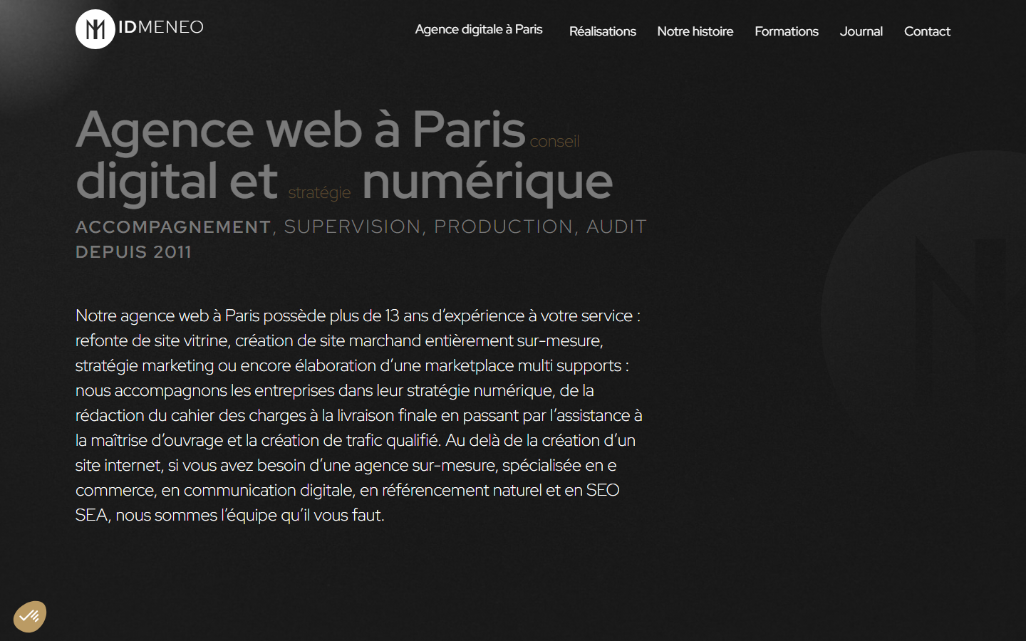 Aperçu du site de ID MENEO