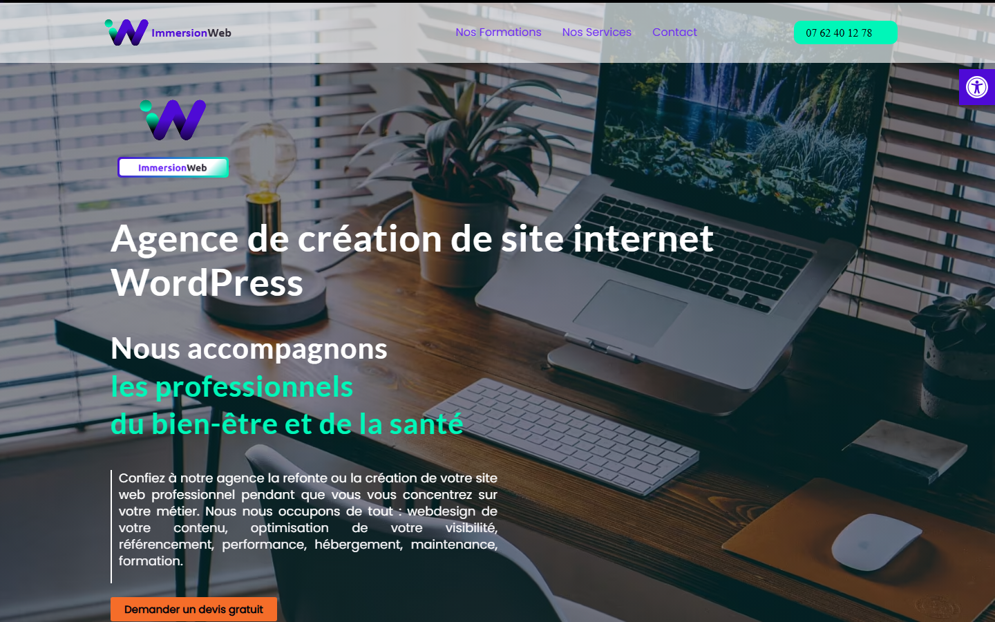 Aperçu du site de ImmersionWeb