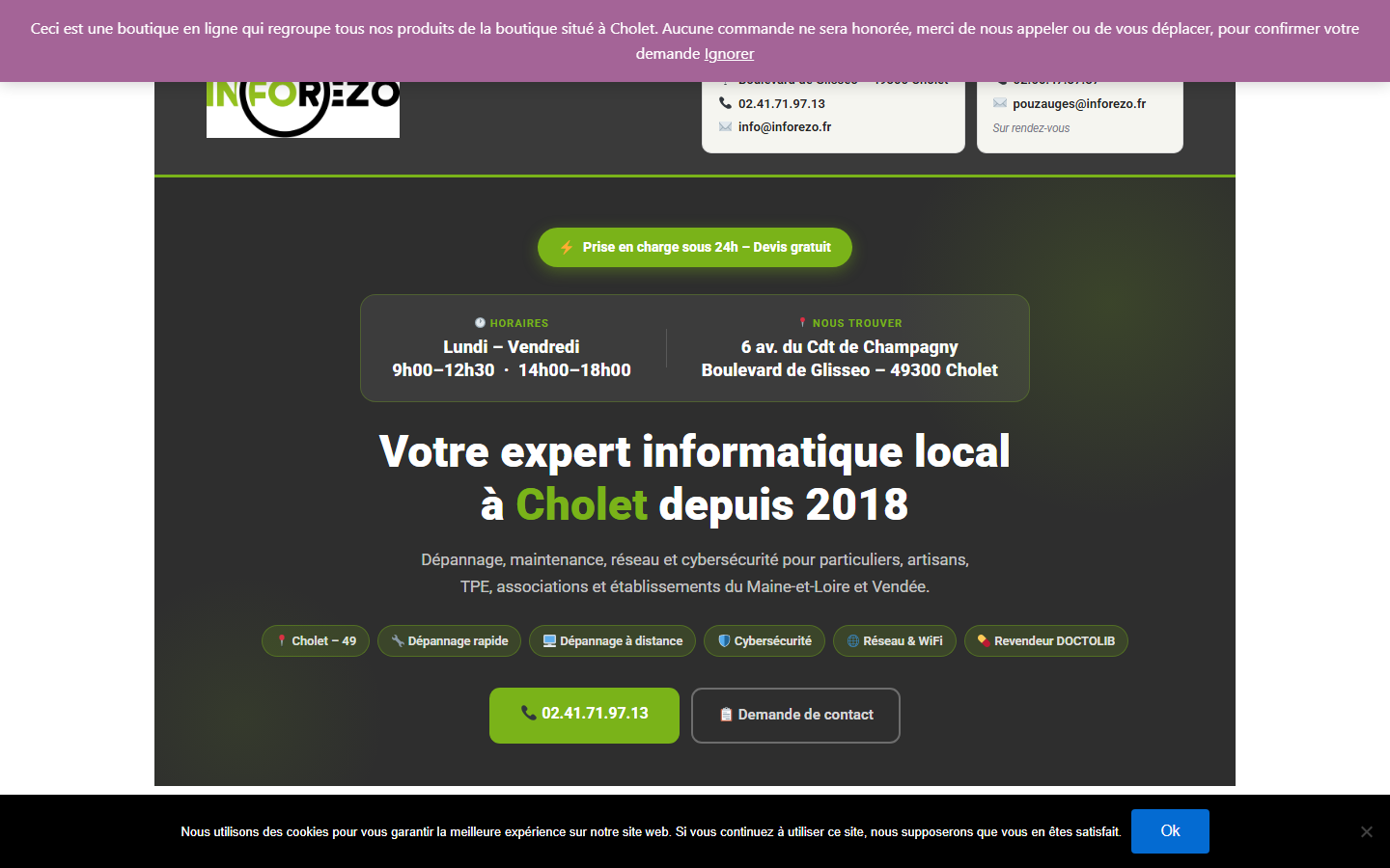 Aperçu du site de Inforezo