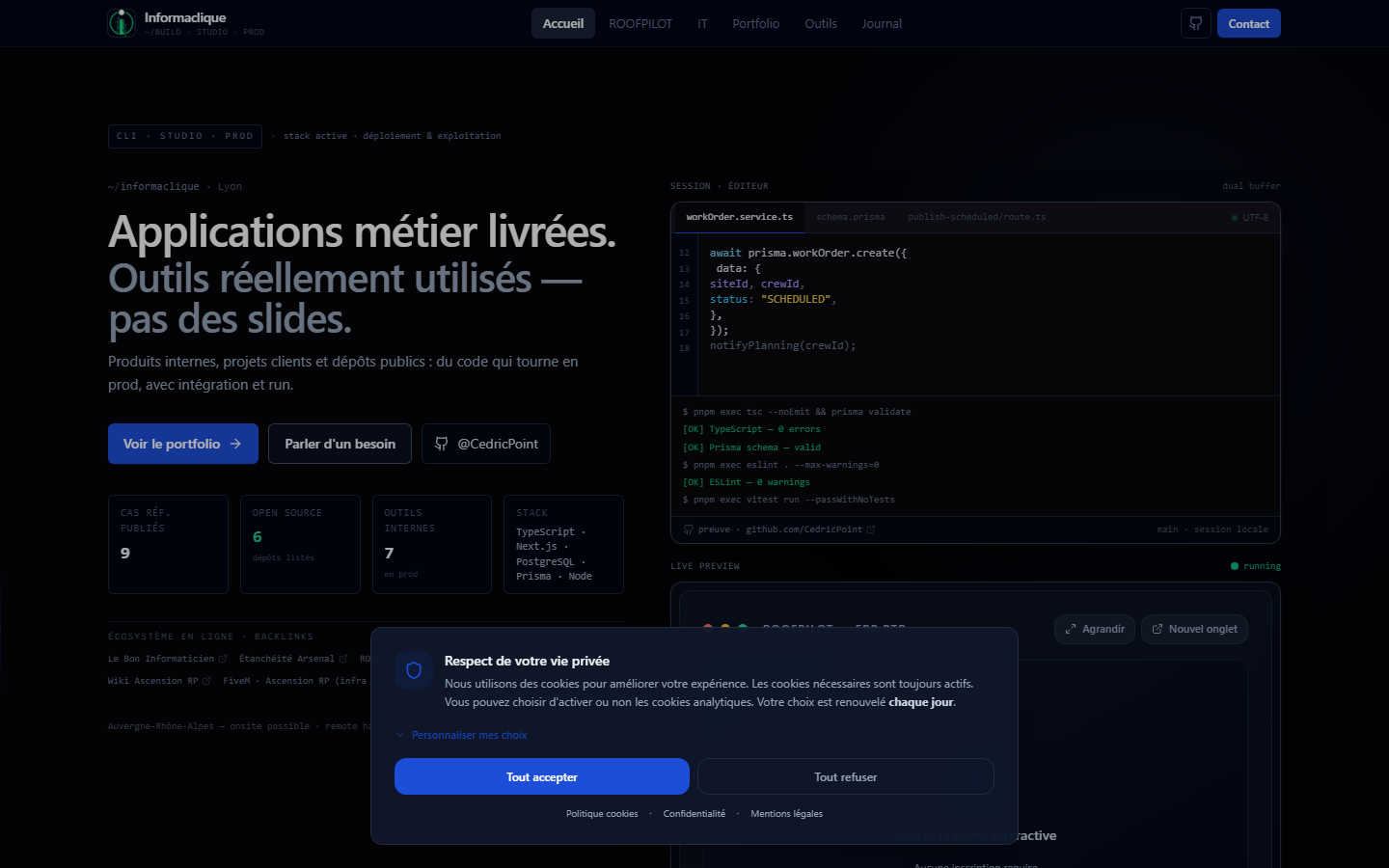 Aperçu du site de Informaclique
