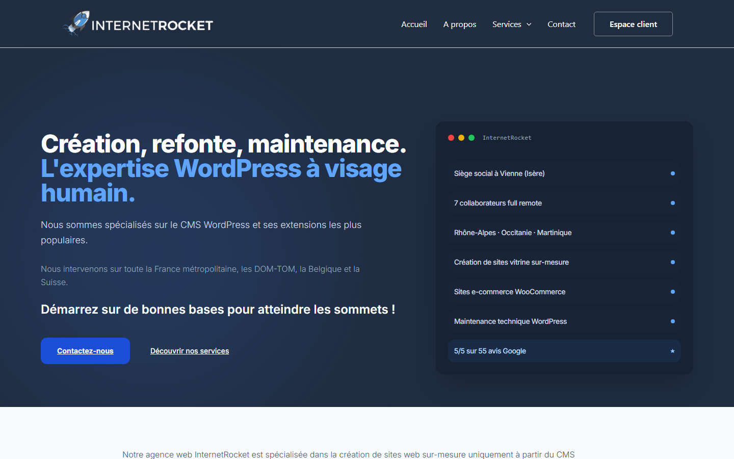 Aperçu du site de INTERNET ROCKET