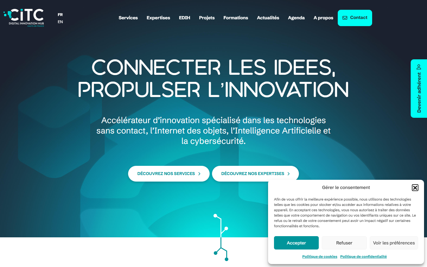 Aperçu du site de CENTRE D'INNOVATION DES TECHNOLOGIES SANS CONTACT EURARFID