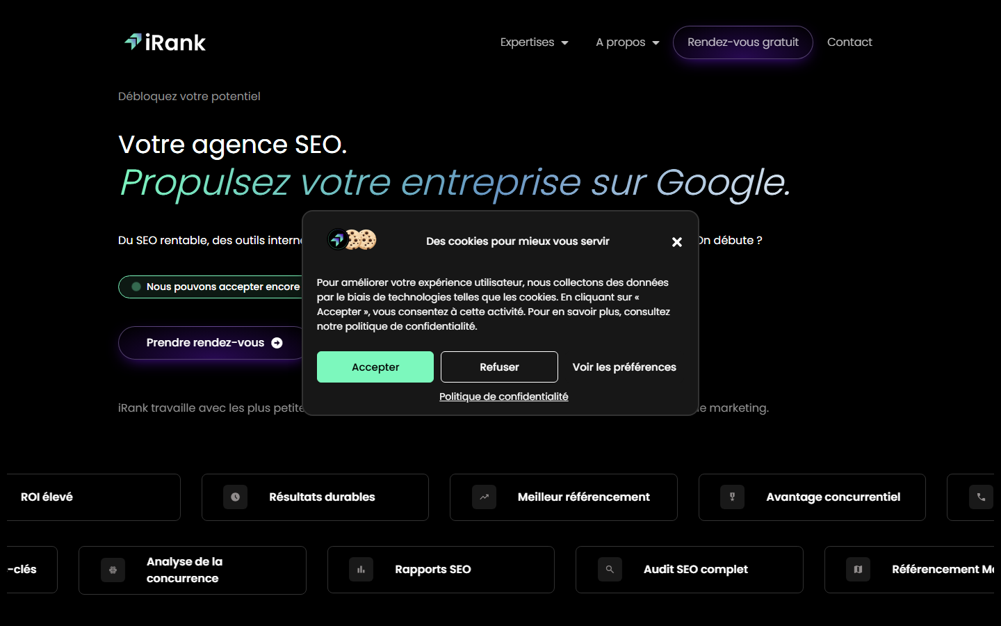 Aperçu du site de iRank