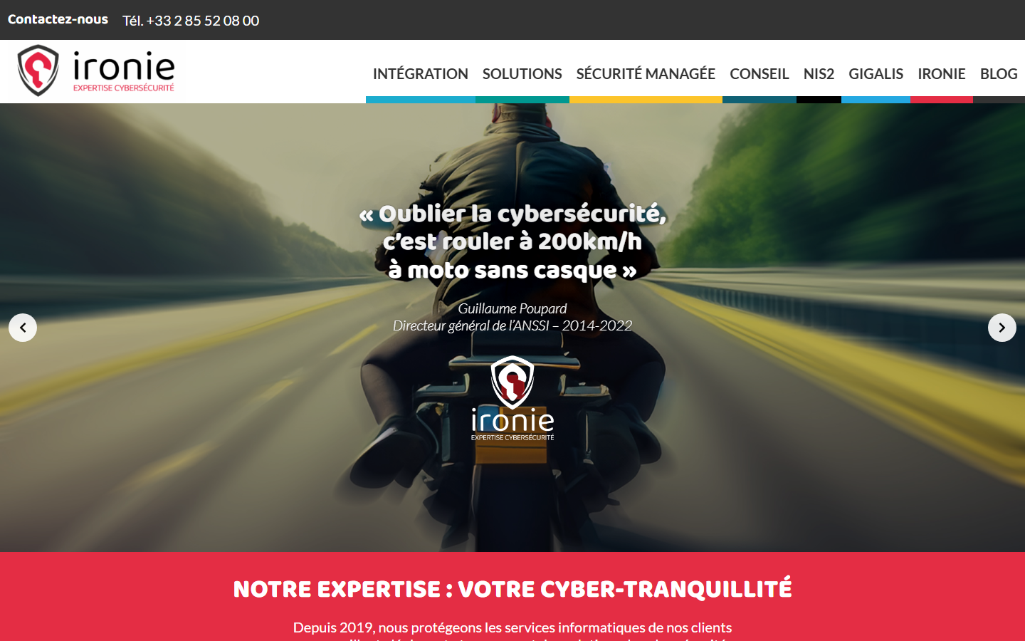 Aperçu du site de IRONIE Expertise Cybersécurité