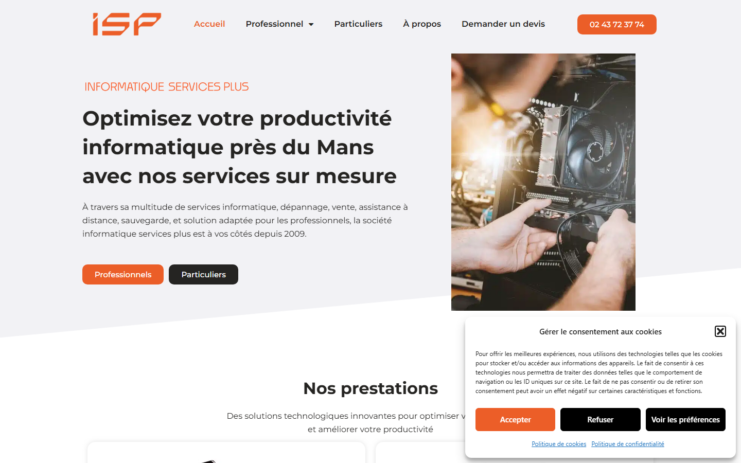 Aperçu du site de Informatique Services Plus