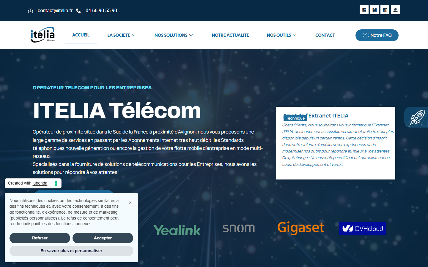 Aperçu du site de ITELIA Télécom