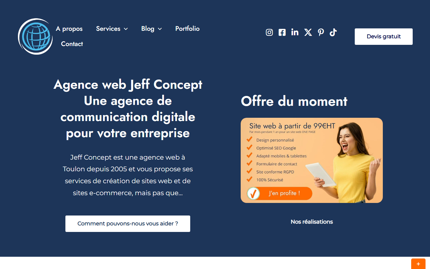 Aperçu du site de Jeff Concept