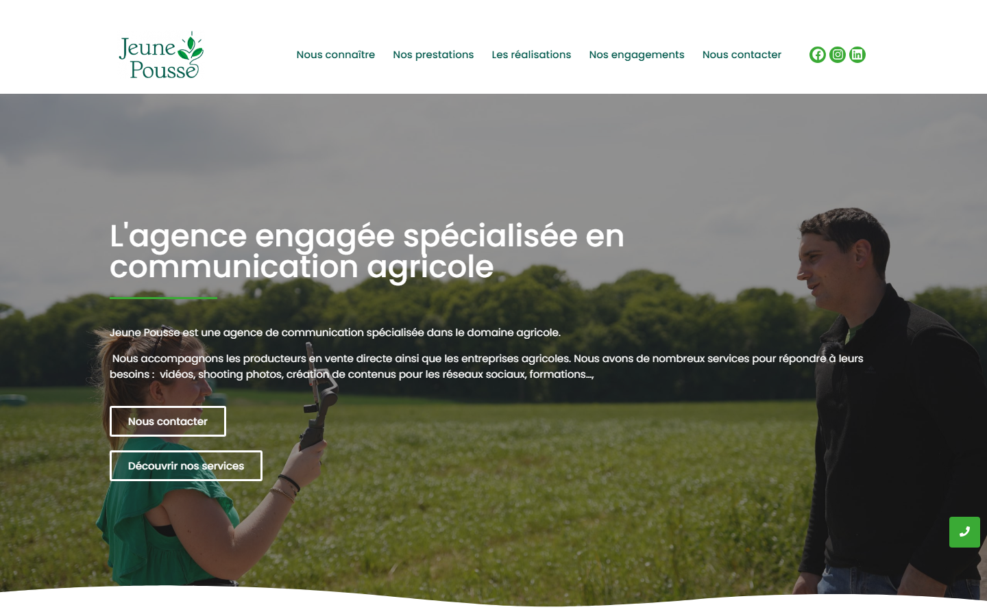 Aperçu du site de Jeune Pousse