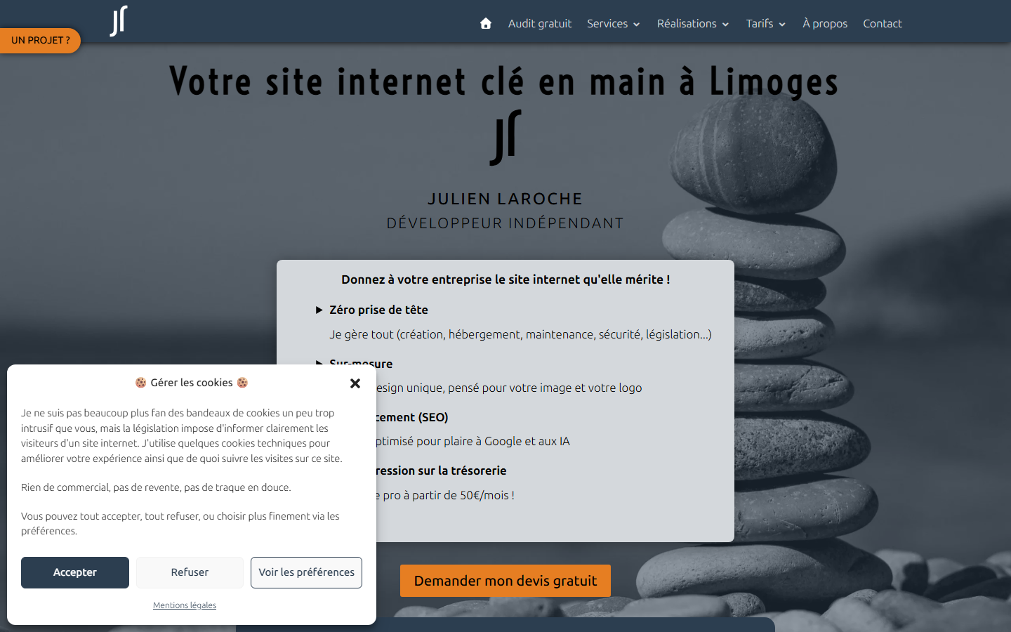 Aperçu du site de Julien Laroche