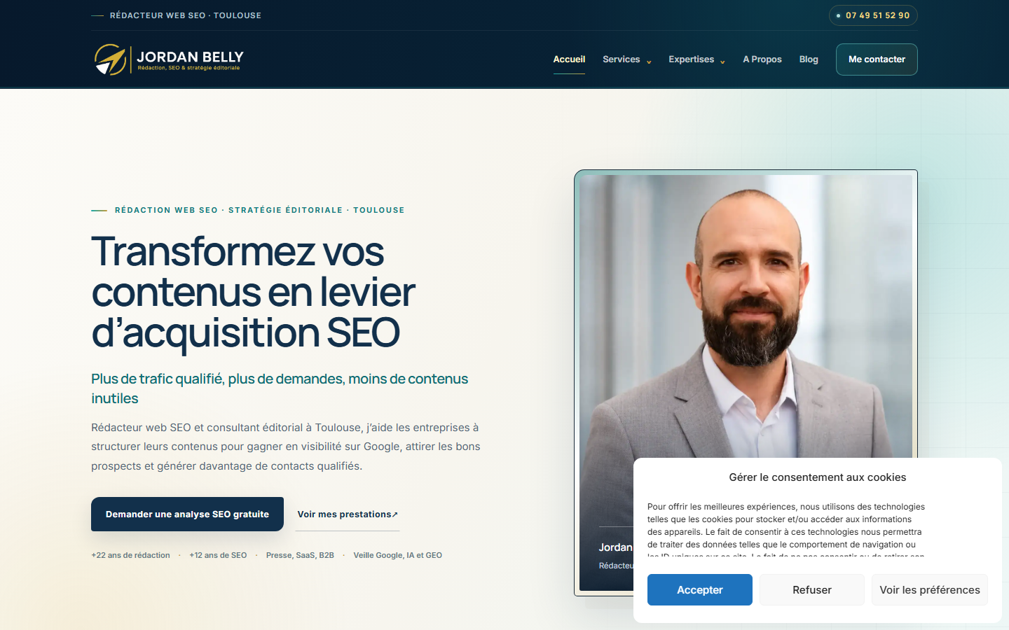 Aperçu du site de Jordan Belly