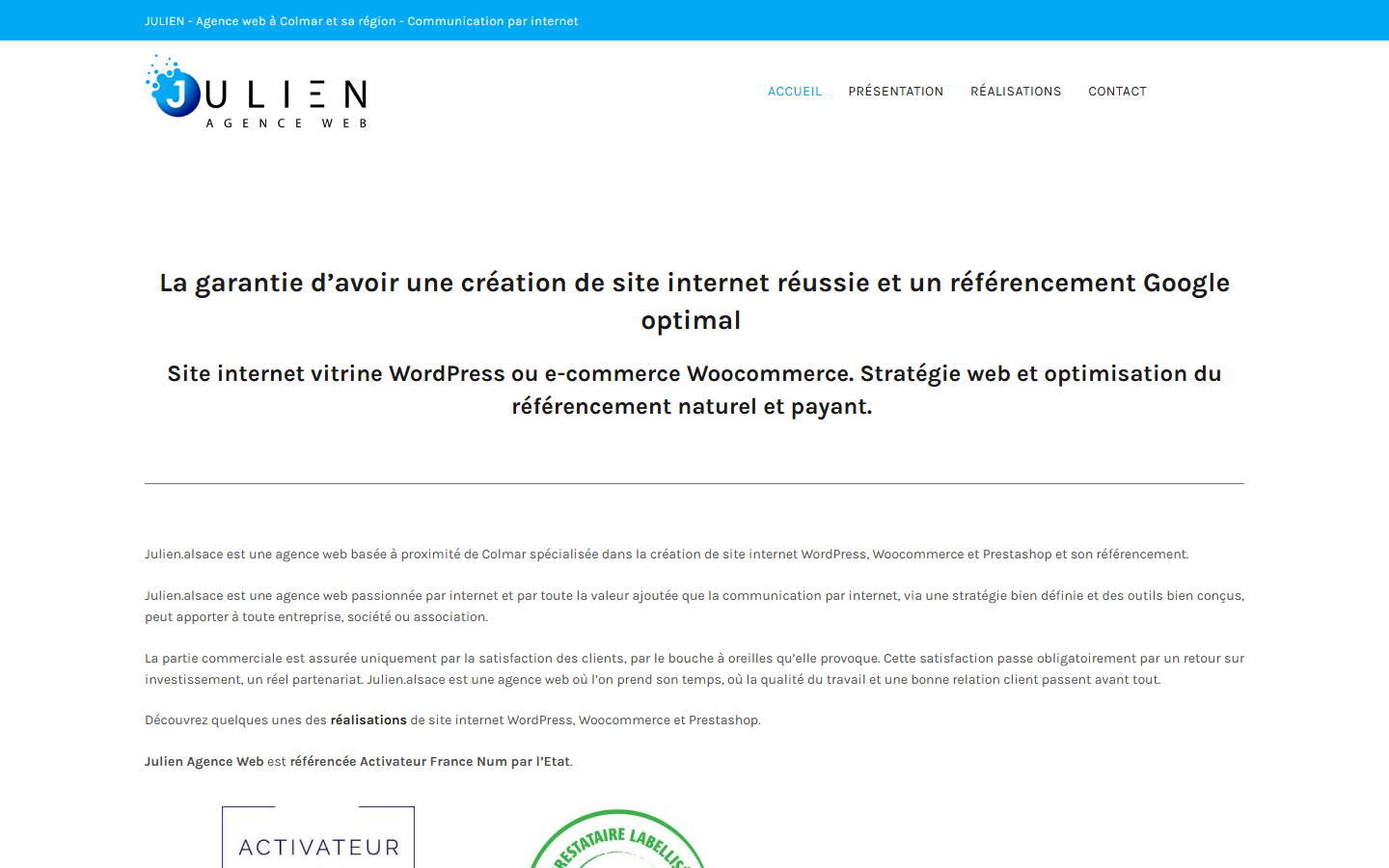 Aperçu du site de JULIEN AGENCE WEB
