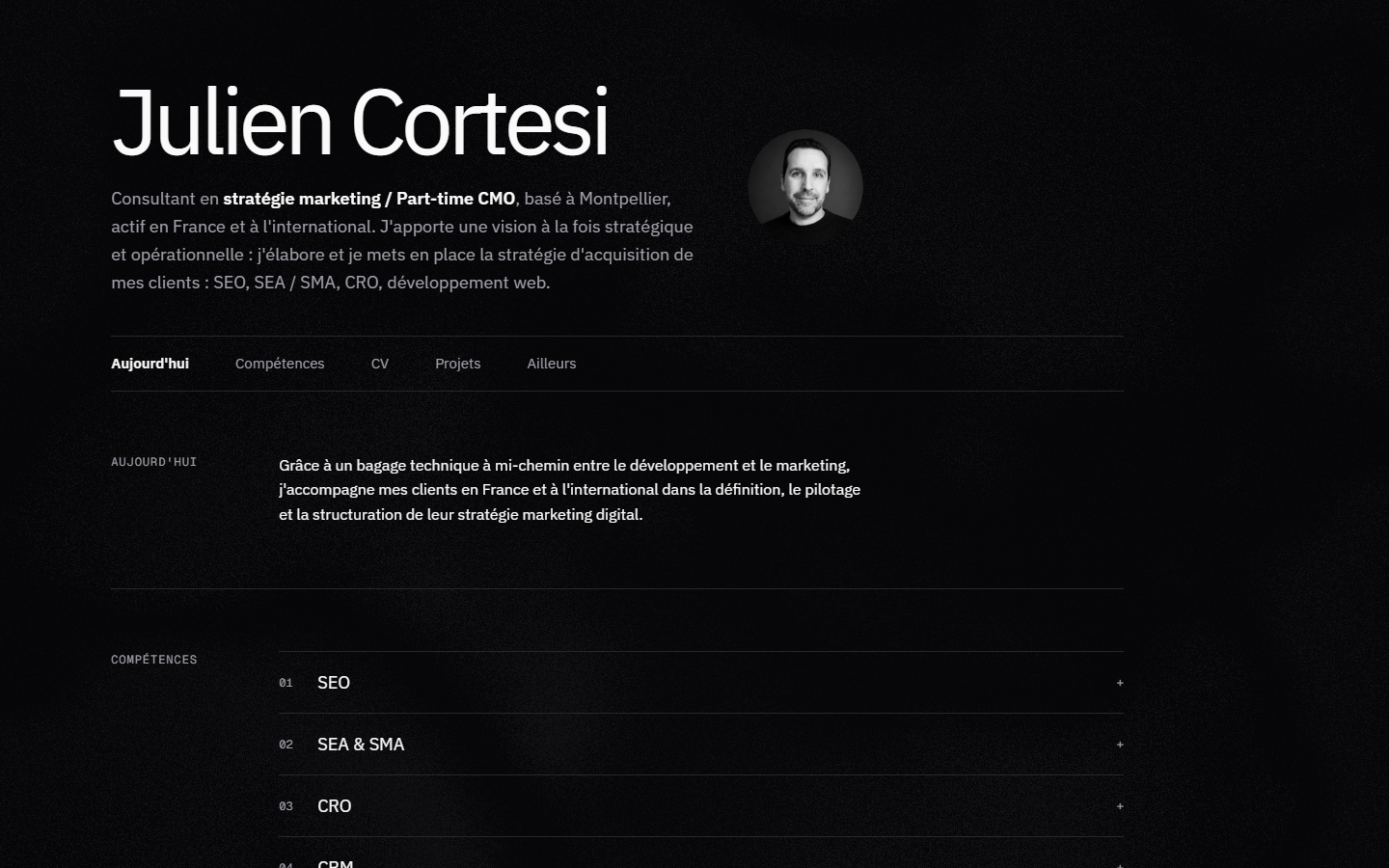Aperçu du site de Julien Cortesi