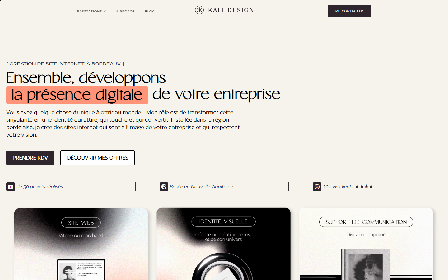 Aperçu du site de KALI DESIGN