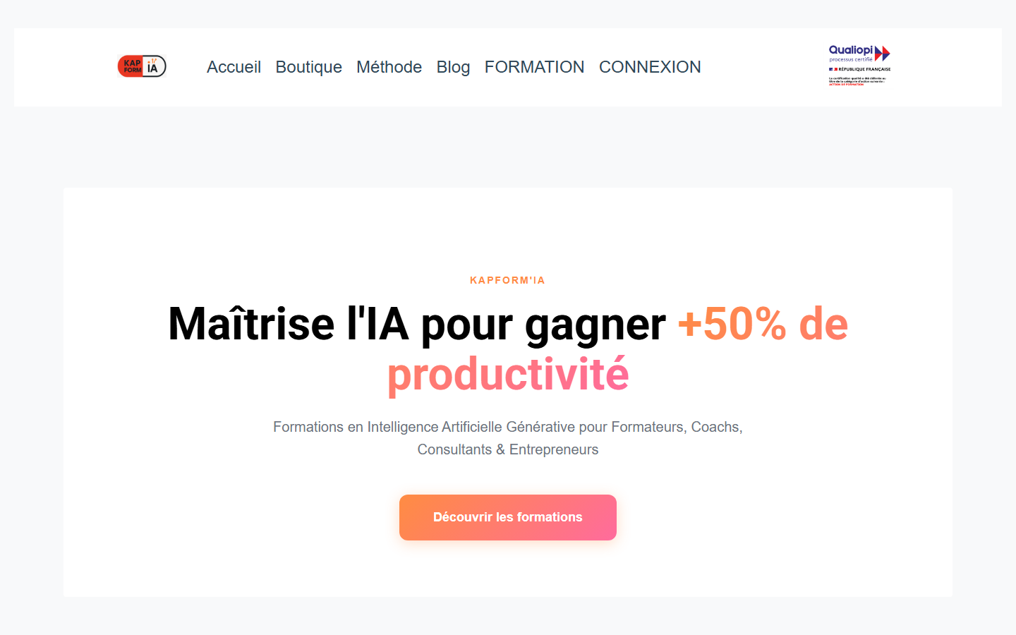 Aperçu du site de Kapform'IA