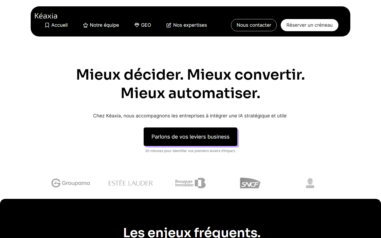 Aperçu du site de KEAXIA