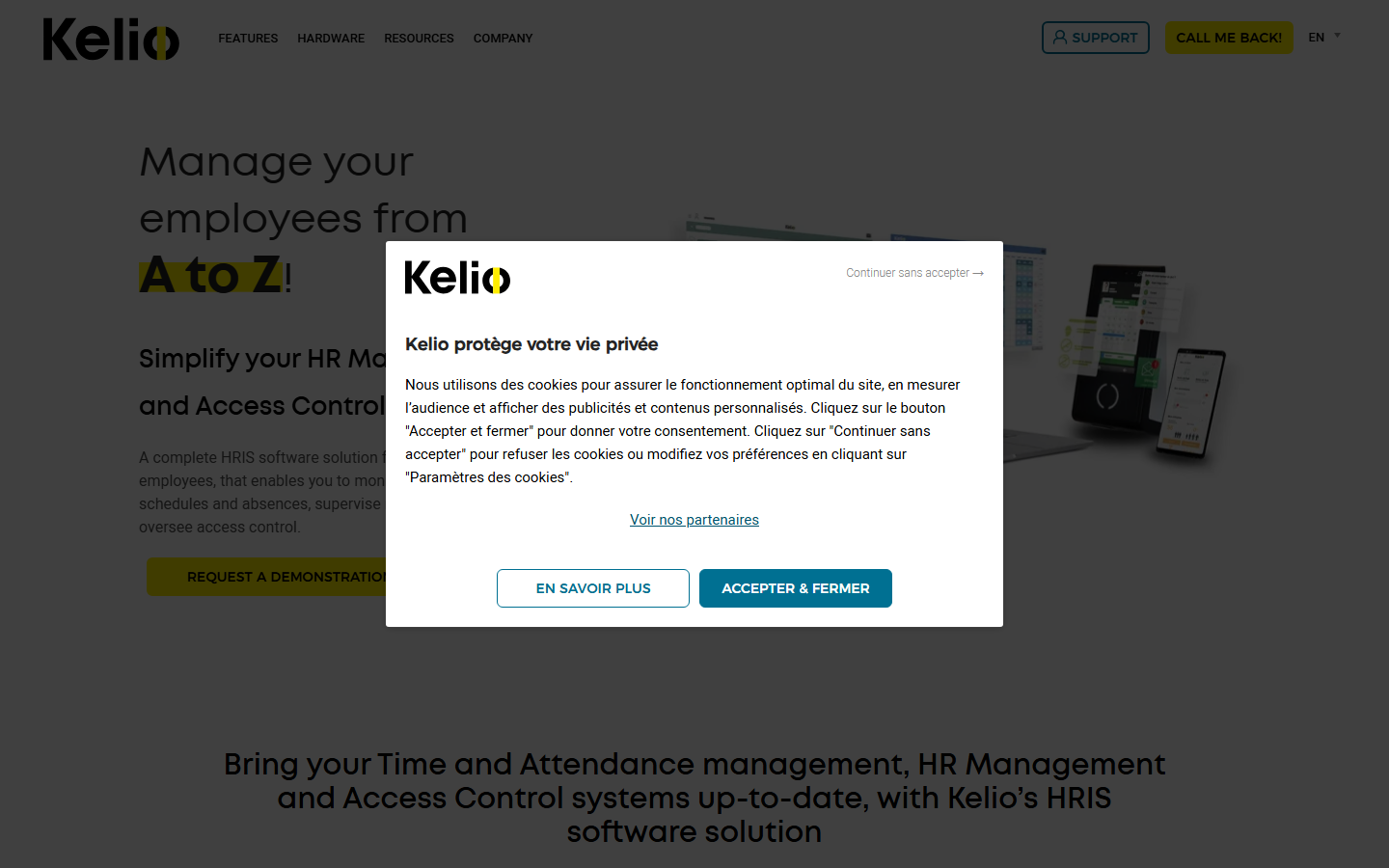Aperçu du site de KELIO