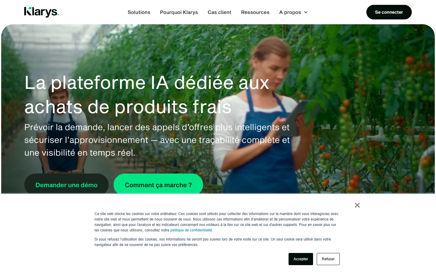 Aperçu du site de Klarys