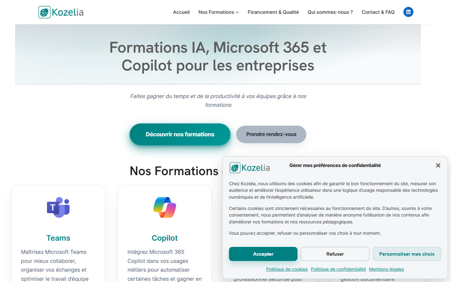 Aperçu du site de KOZELIA