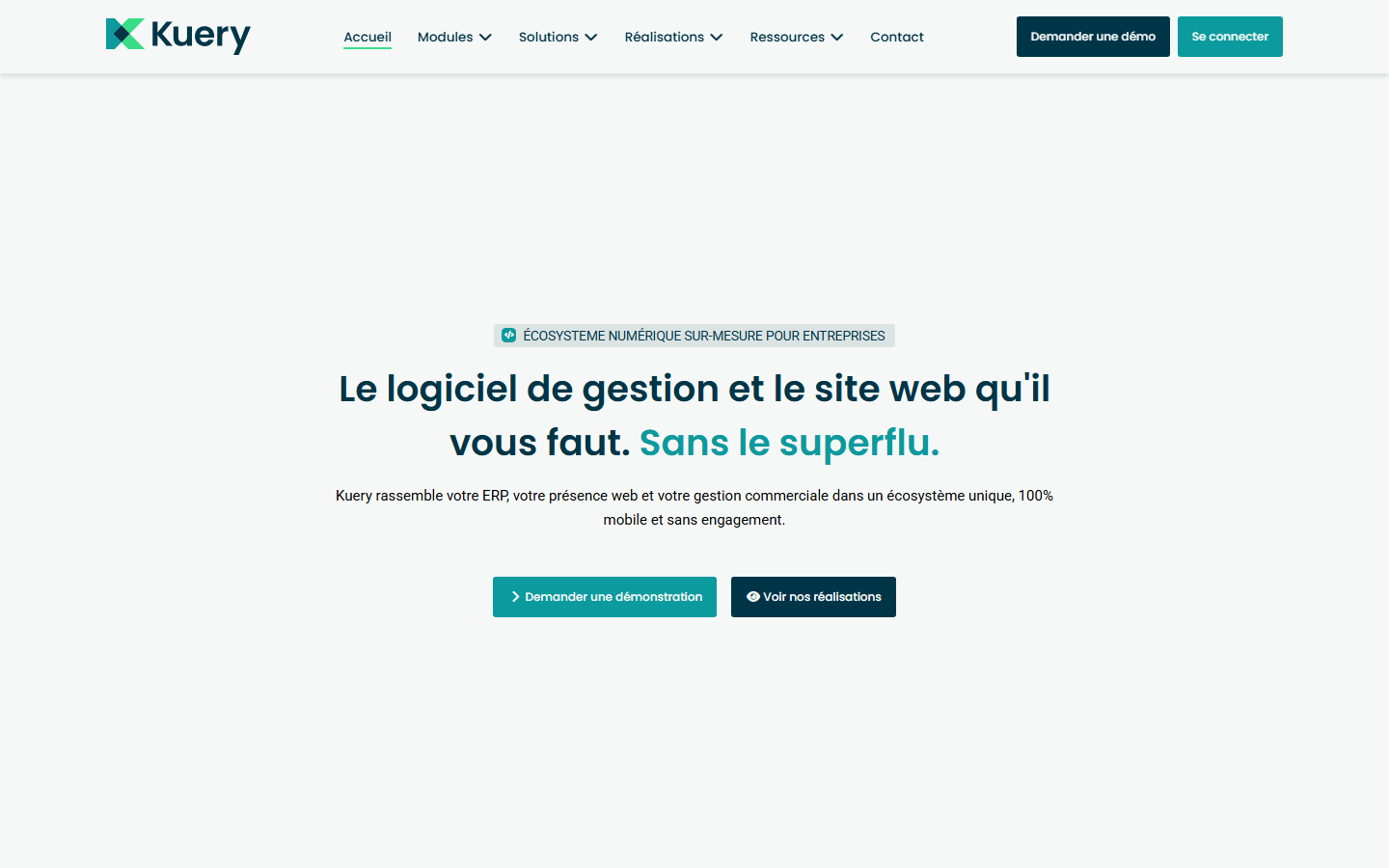 Aperçu du site de KUERY