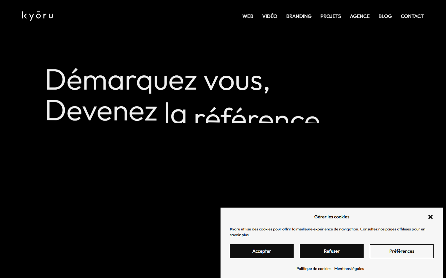 Aperçu du site de KYŌRU