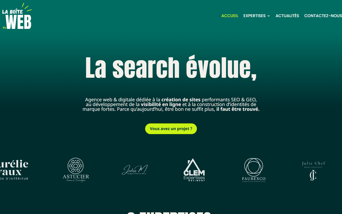 Aperçu du site de La Boîte du Web