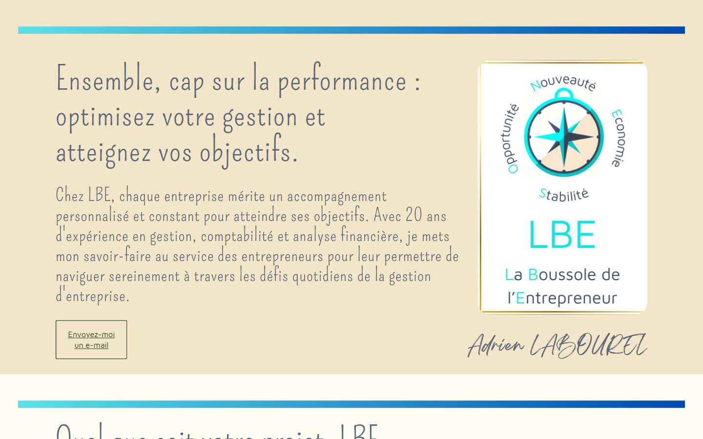 Aperçu du site de LBE - La Boussole de l'Entrepreneur
