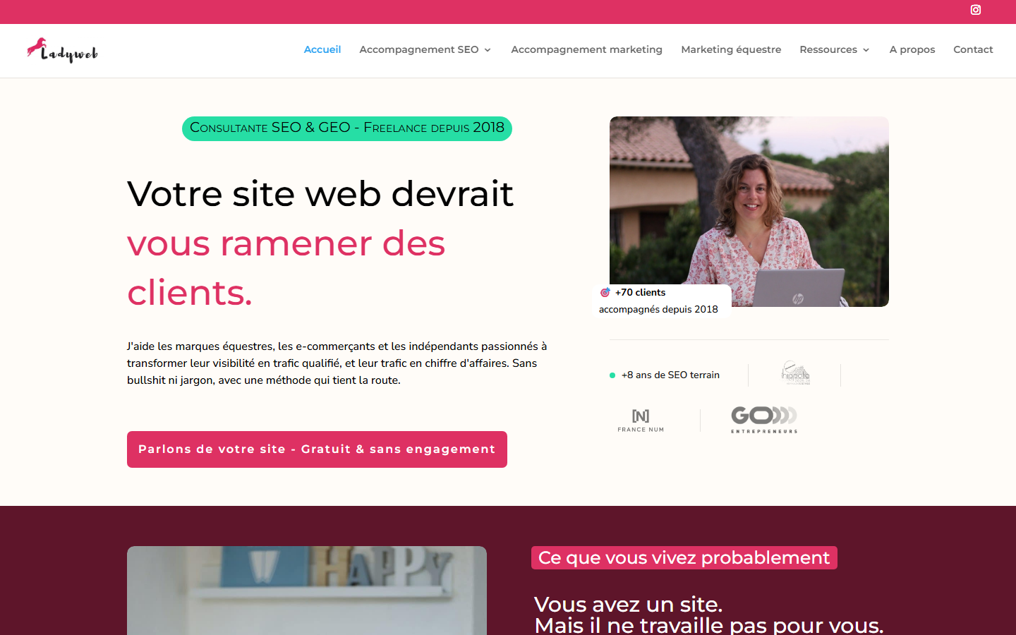 Aperçu du site de Ladyweb
