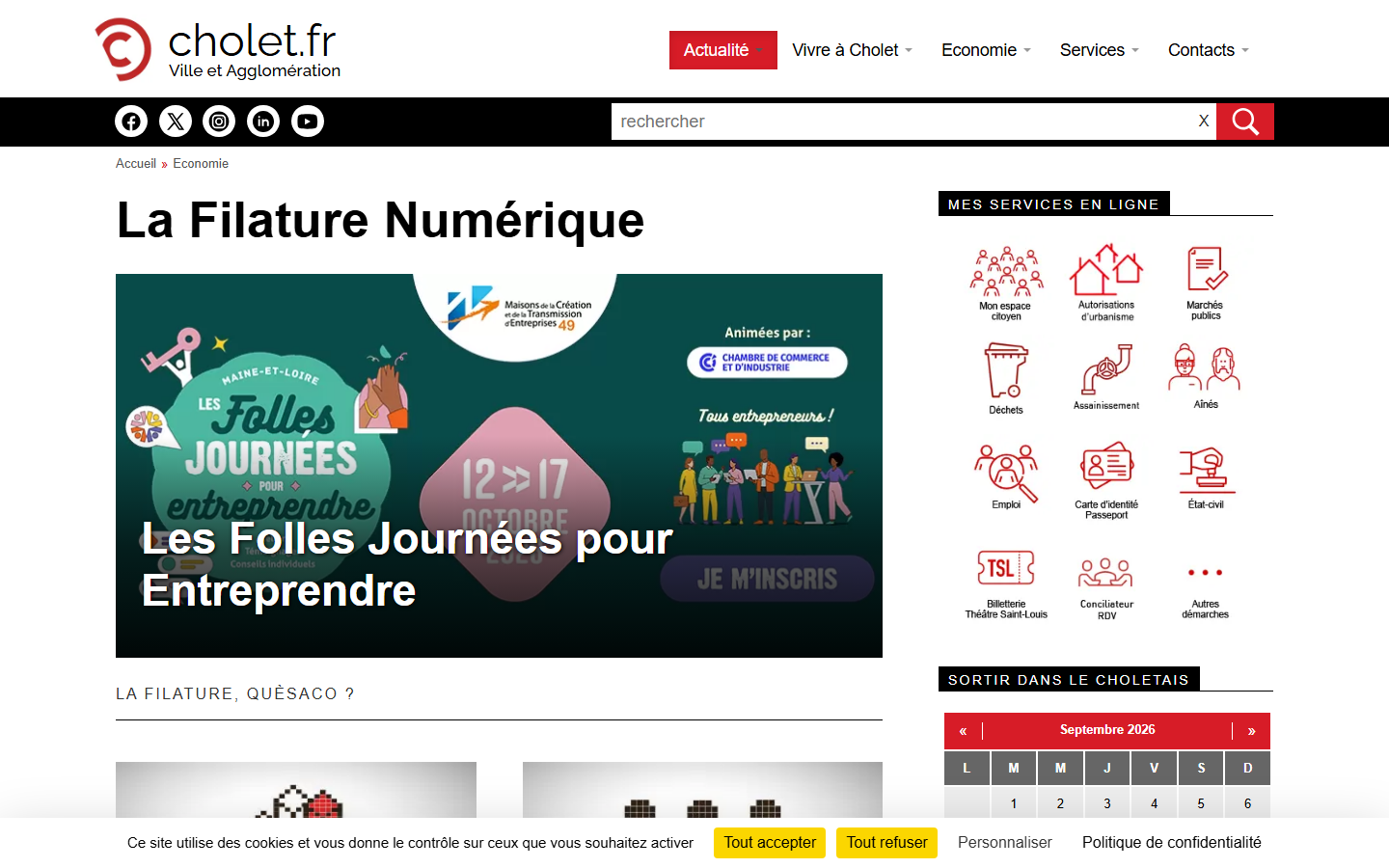 Aperçu du site de La Filature Numérique