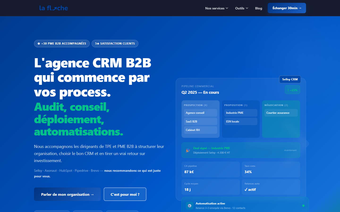 Aperçu du site de LA FLECHE CRM