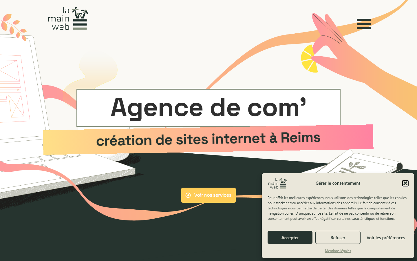 Aperçu du site de LA MAIN WEB