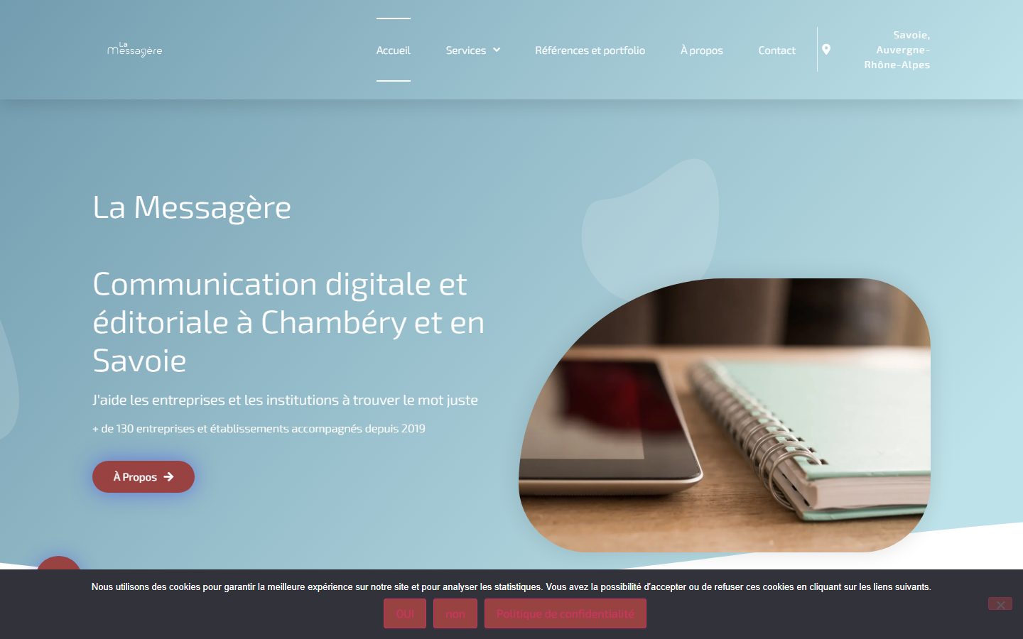 Aperçu du site de La Messagère