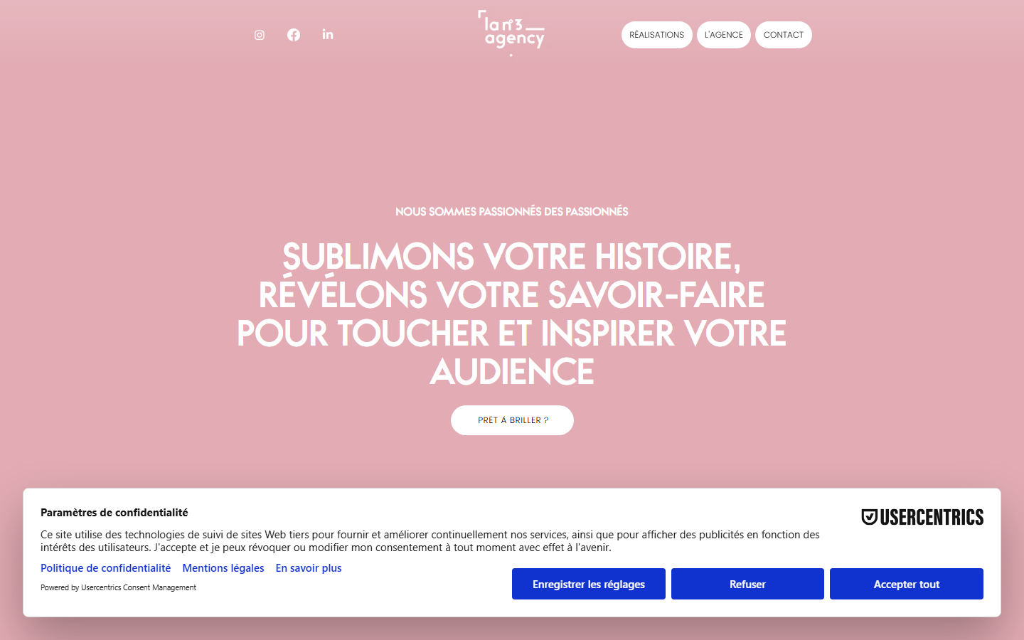 Aperçu du site de La n°3 Agency