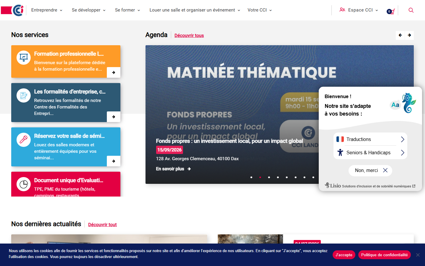 Aperçu du site de CHAMBRE COMMERCE ET INDUSTRIE DES LANDES