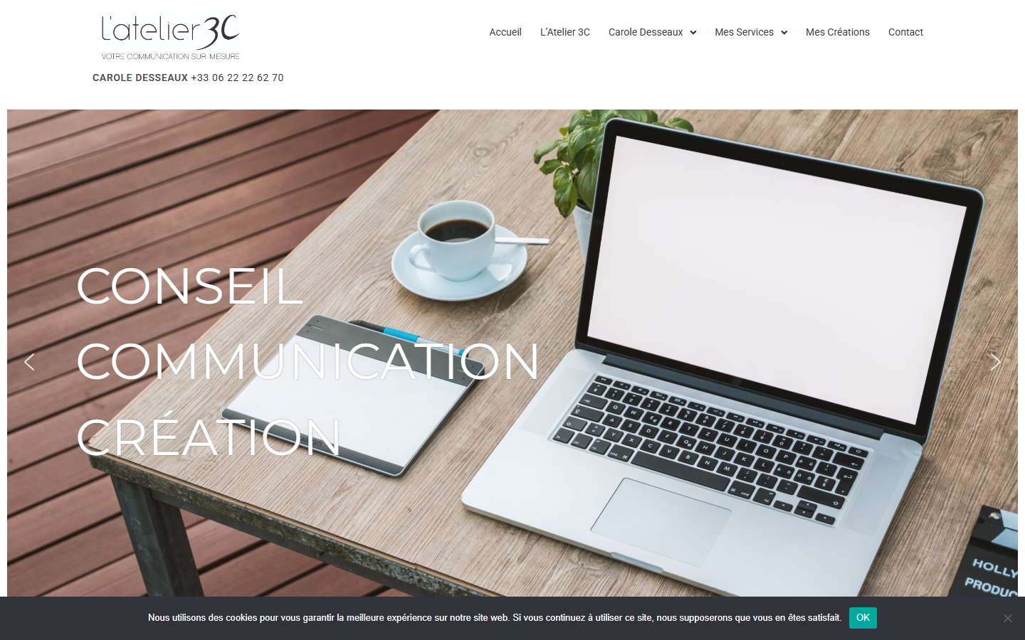 Aperçu du site de L'Atelier 3C - Carole Desseaux